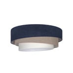 Trio ceiling lamp, dark blue/beige, Ø60cm, fabric, E27 - Duolla