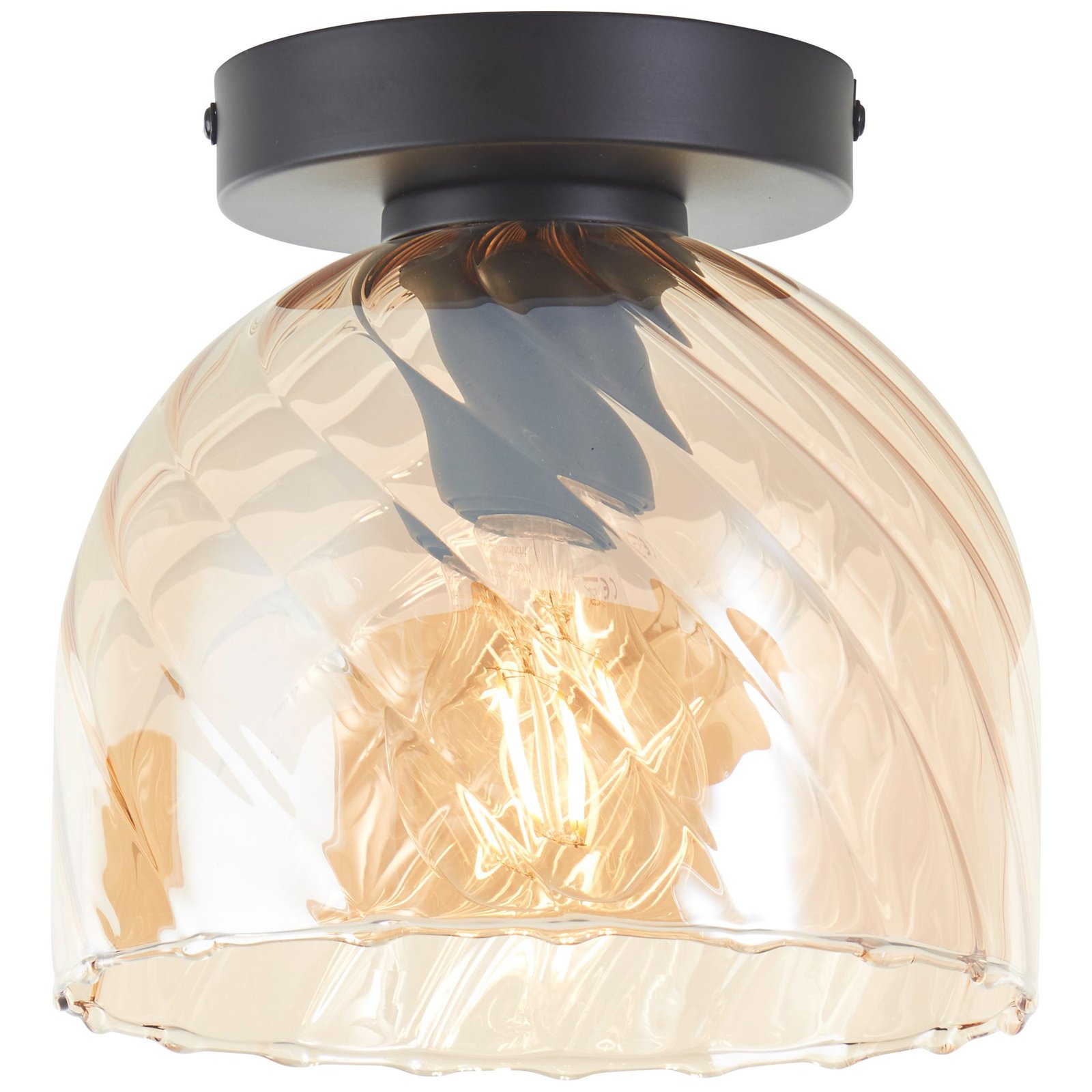 Deckenlampe Casto, Ø 19 cm, bernstein, Glas
