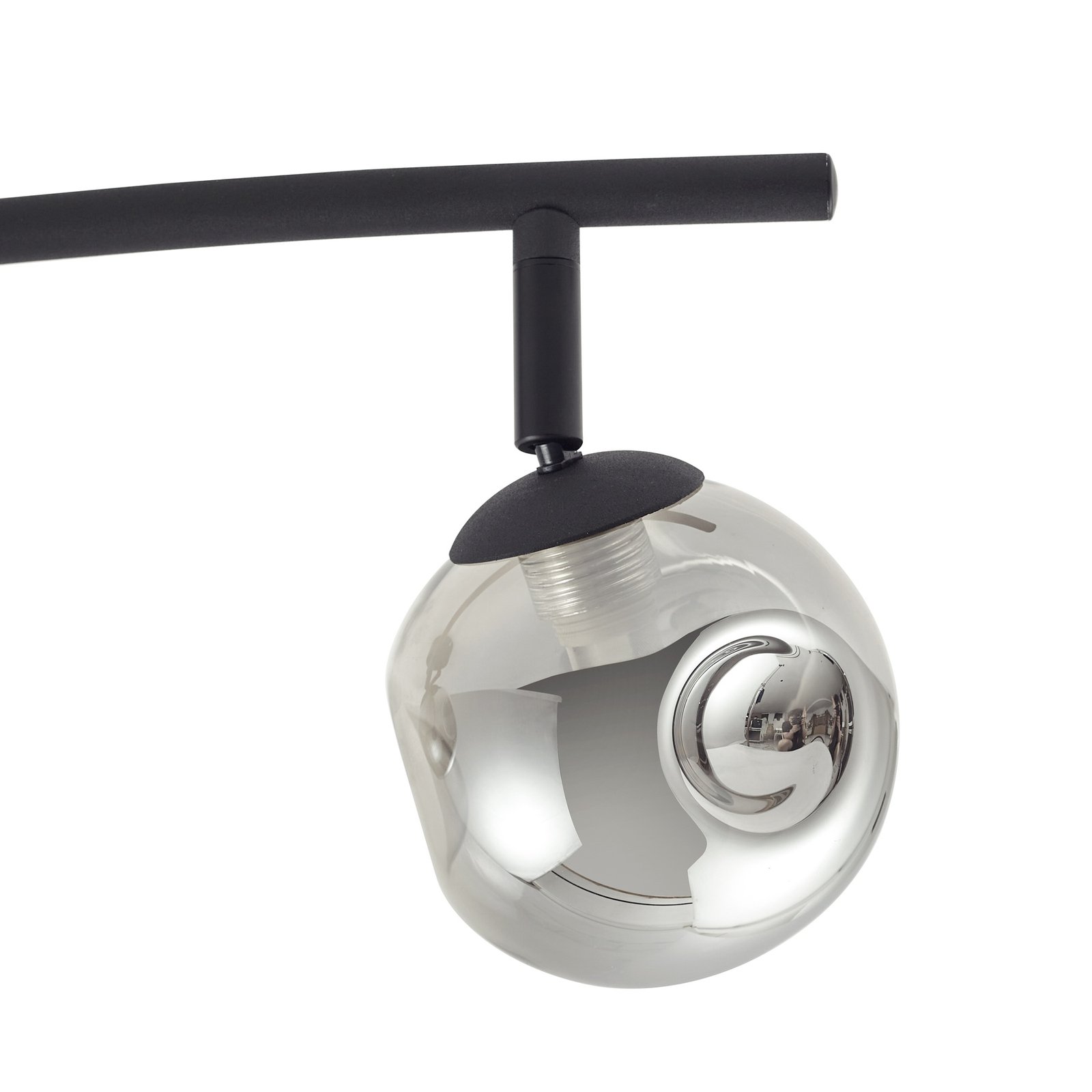 Lindby Valentina ceiling light, grey/black, 4-bulb, glass