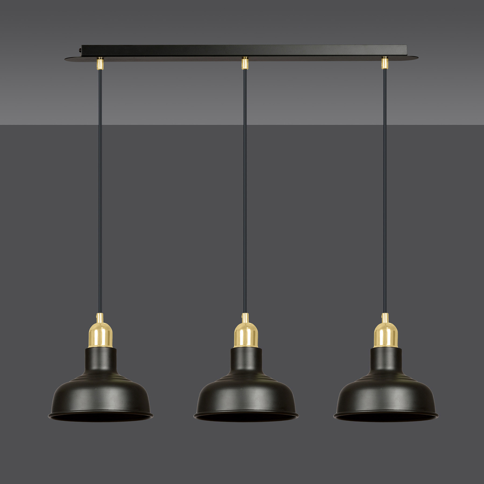 Gubo pendant light, 3-bulb, black