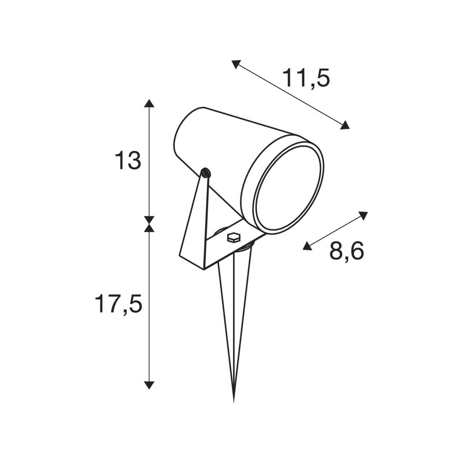 Lampa z grotem ziemnym SLV Samrina, czarna, tworzywo sztuczne, wysokość 13