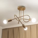Plafonnier Oxford, doré, à 3 lampes, Ø 44 cm, métal
