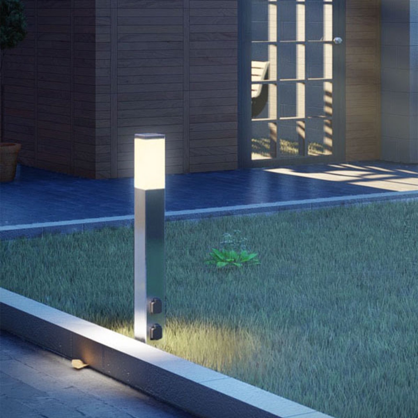 LED tuinpadverlichting 400166, roestvrij staal met 2 stopcontacten