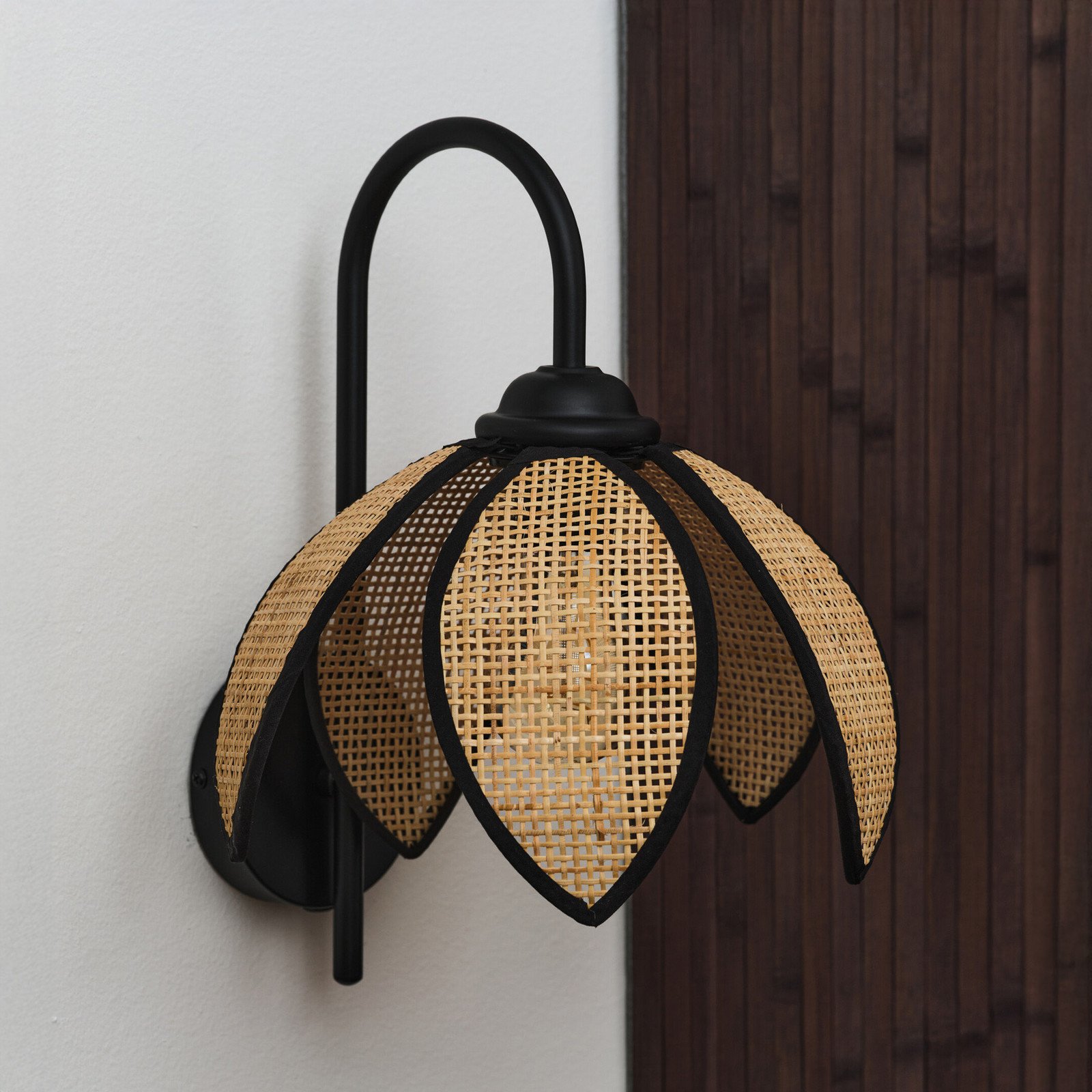 Aplică OSRAM Decor Rattan Lotus bej/negru E27 - Camera de zi / sufragerie - Mediterană - bej negru - Lemn