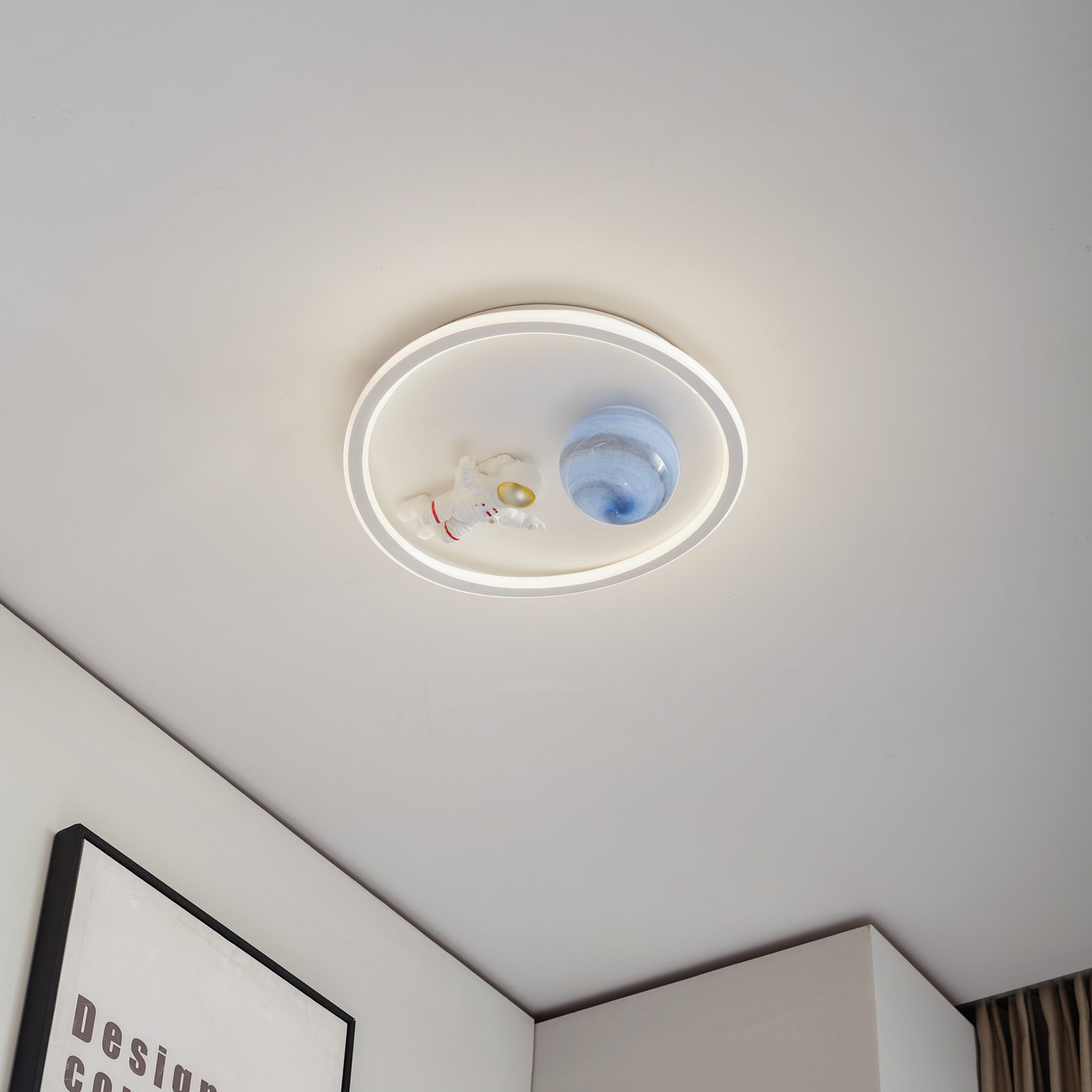 Lindby LED ceiling light Kosmo, 40 cm, white, metal, Earth