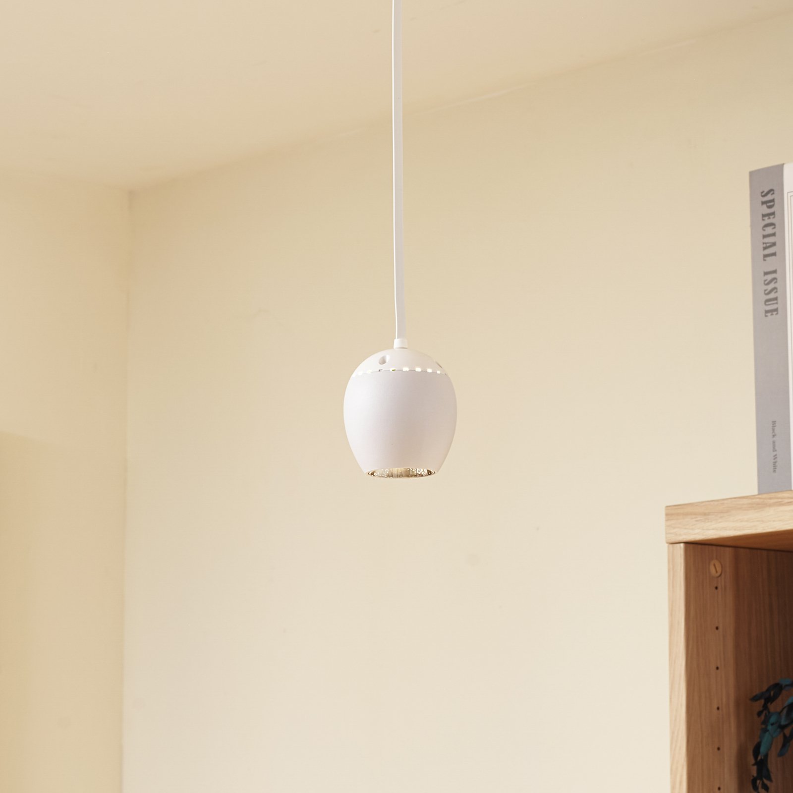 Lindby LED závěsné svítidlo Lumaro, bílé, Ø 6,2 cm, 48V