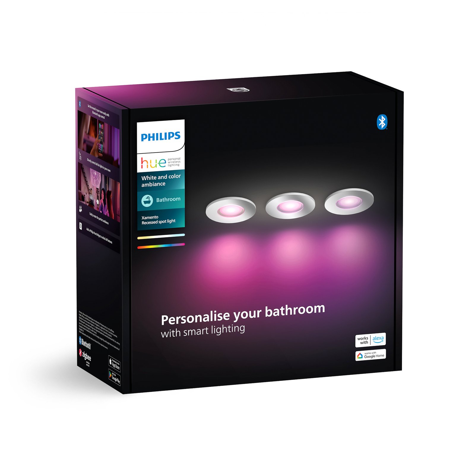 Philips Hue LED upotettu valonheitin Xamento kromi Ø 9.4cm CCT RGB 3kpl 3kpl