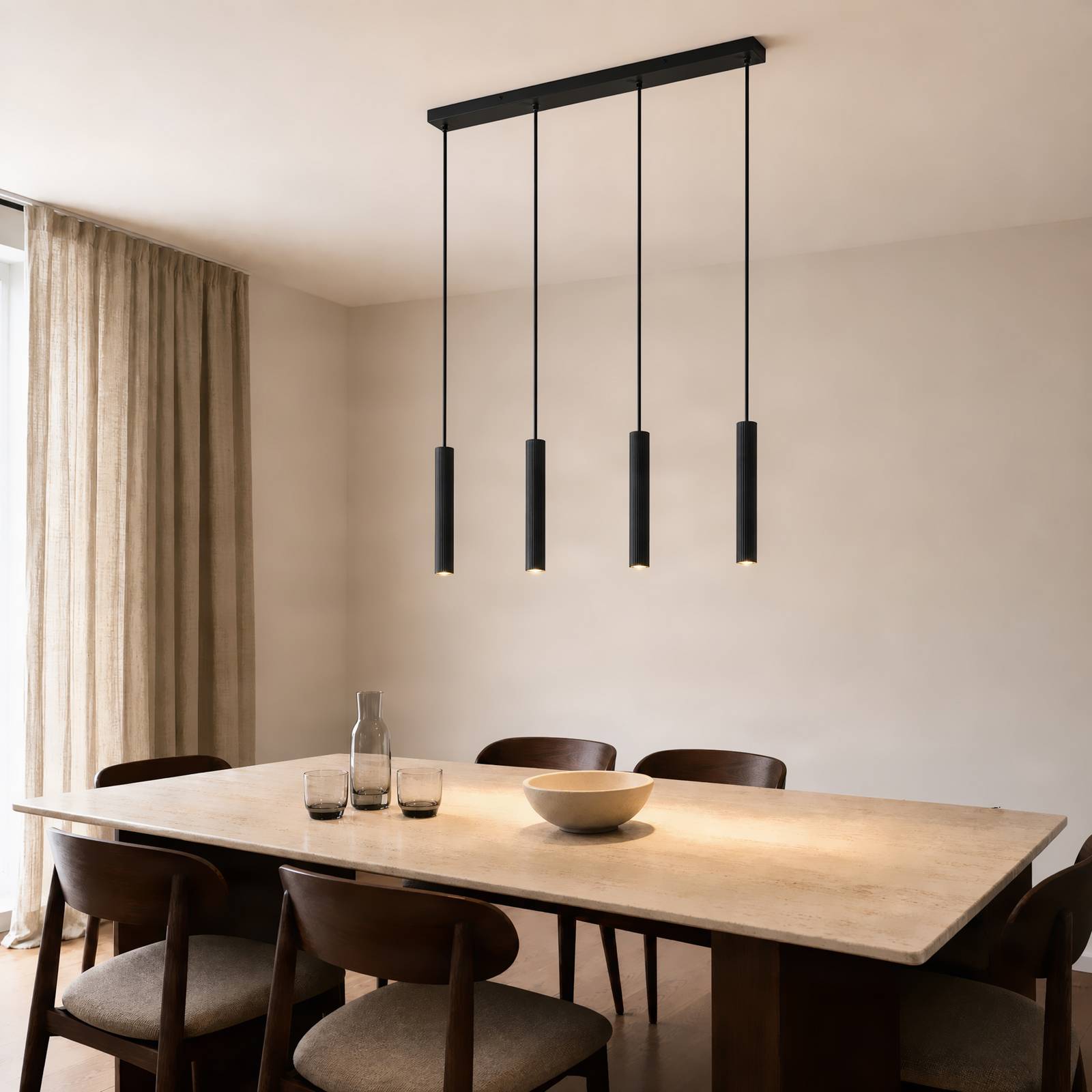 Lindby hanglamp Kardis, 4-lamps, antraciet, lengte 70 cm