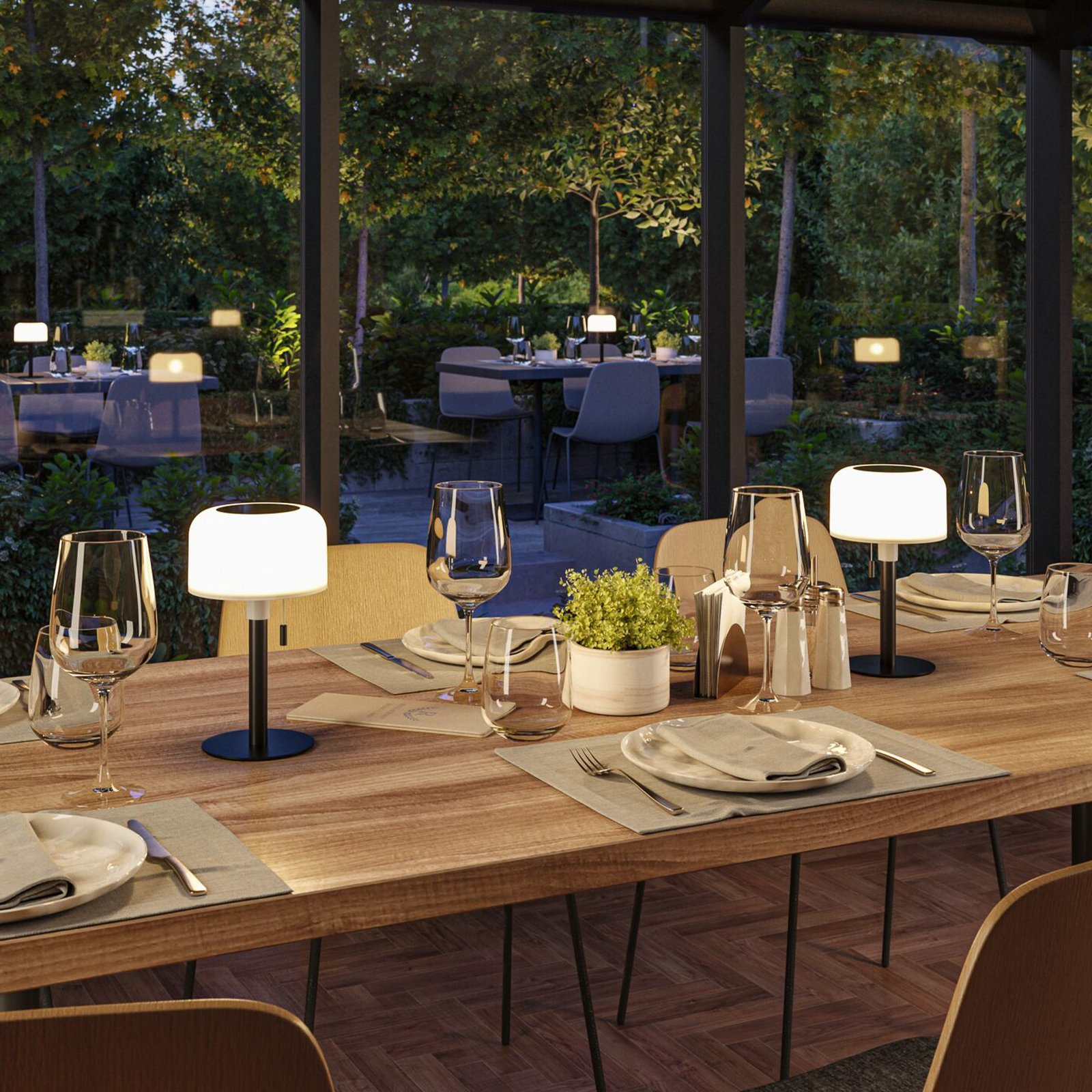 Lampa de masă solară cu LED Paulmann Bartja, negru, IP44 dimabil