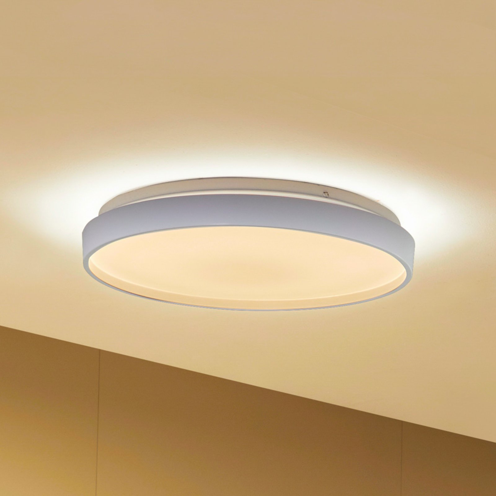 Lindby Smart LED лампа за таван Mirren, бяла, метал, CCT, Tuya