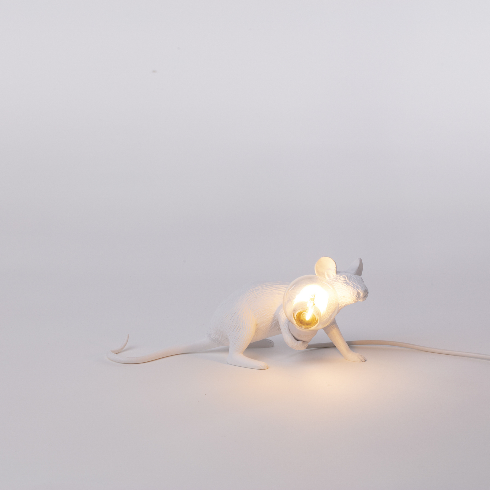 LED decoratie-tafellamp Mouse Lamp USB liggend wit