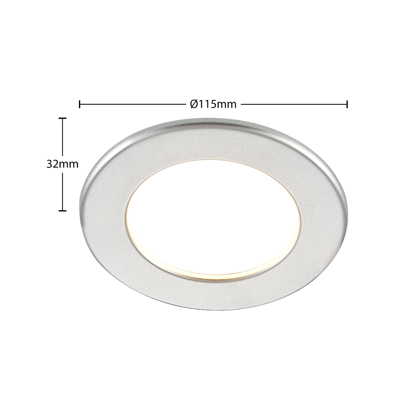 Prios LED-Einbaulampe Cadance, silber, 11,5 cm, dimmbar