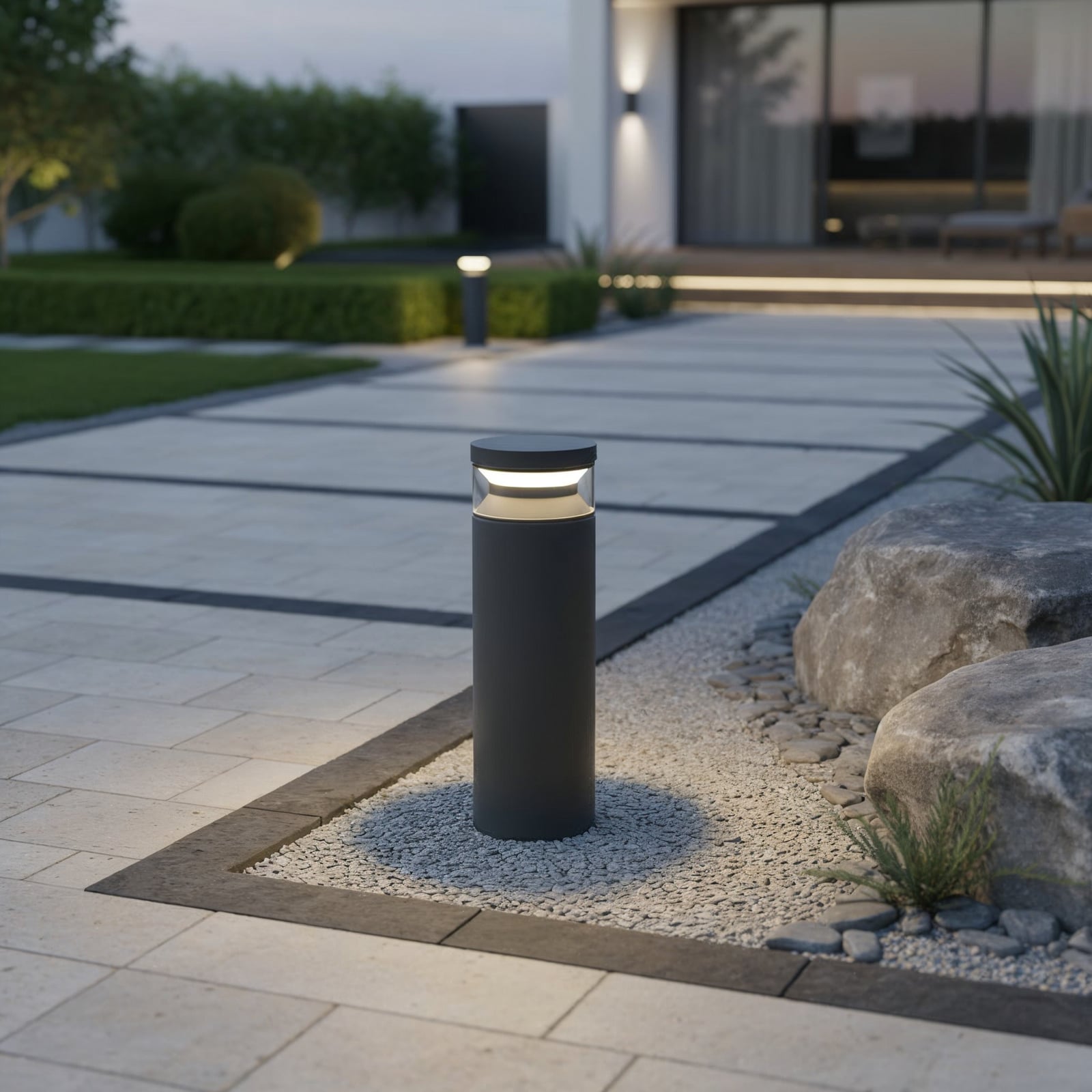 Candeeiro pilar LED Ideal Lux Boeing, preto, altura 40 cm