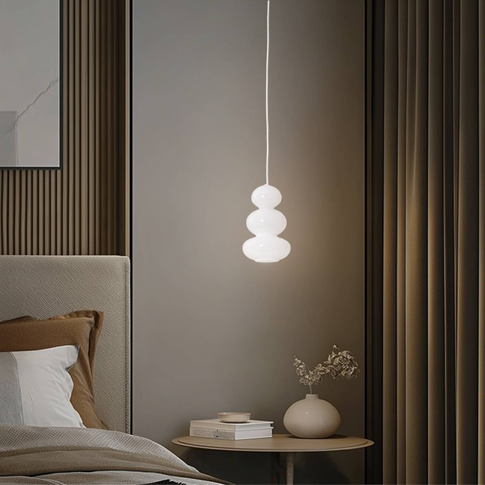 Argon Lampada A Sospensione Oman, Bianco Lucido, Vetro, Ø 14 Cm-image