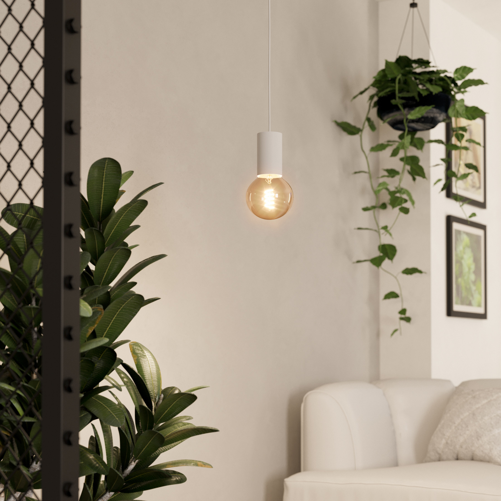 Pozueta 1 candeeiro suspenso, luz única, branco Pozueta 1 candeeiro suspenso, luz única, branco