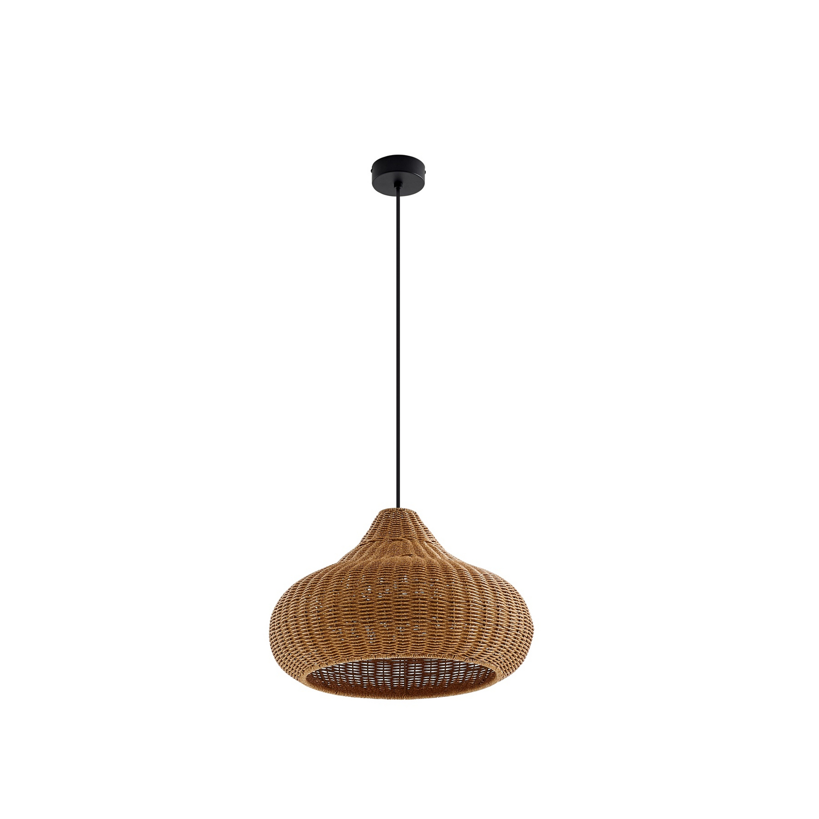 Lucande buiten hanglamp Taniola, 1-lamp, beige, rotan