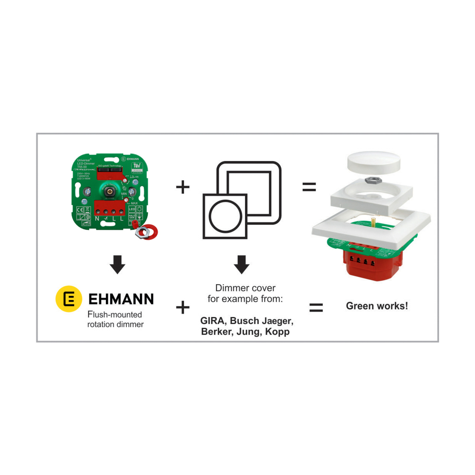 EHMANN T46 LED fāzes regulēšanas dimmeris, 15 - 150 W