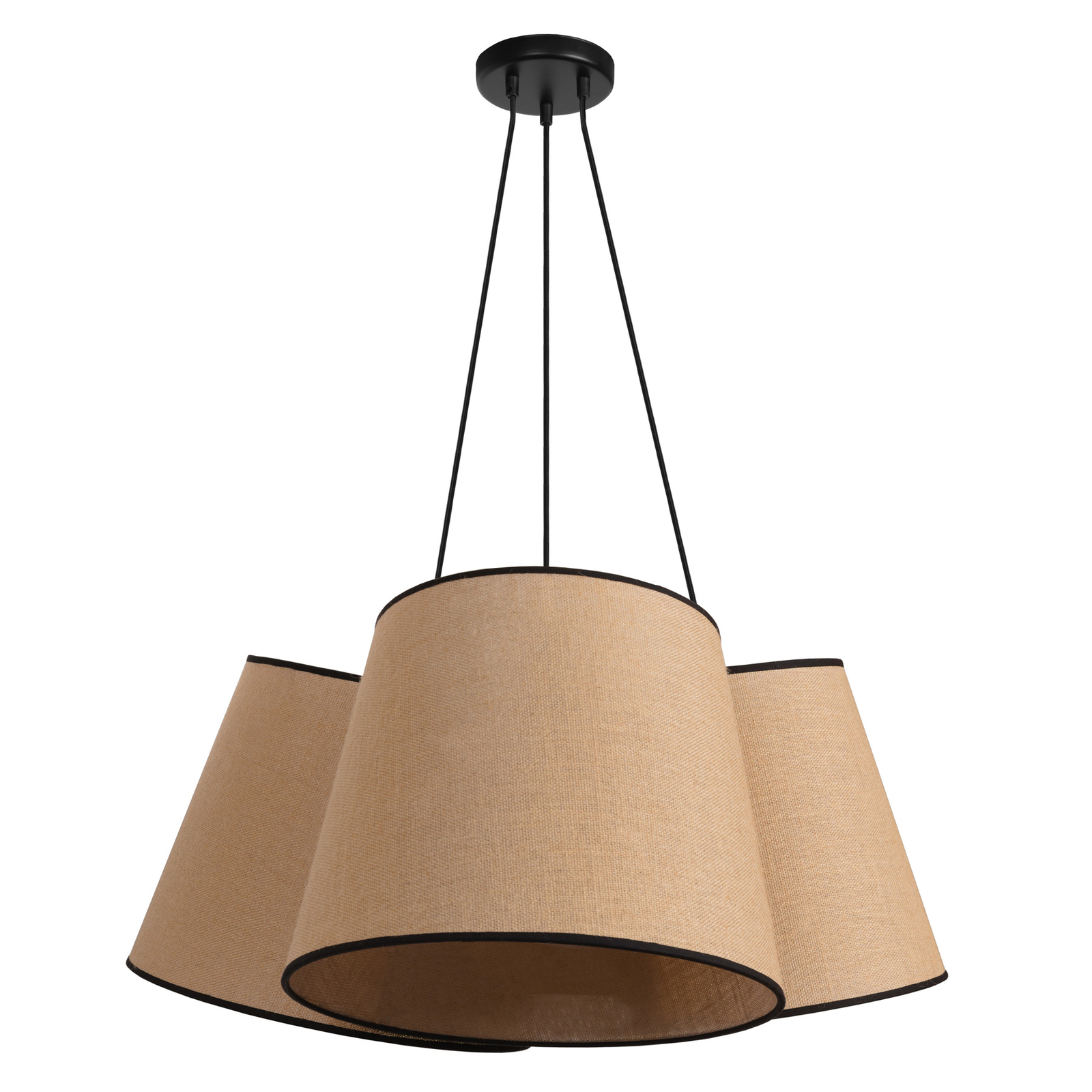 Péndulo Jute&black natural 3 luces Ø pantalla 40cm