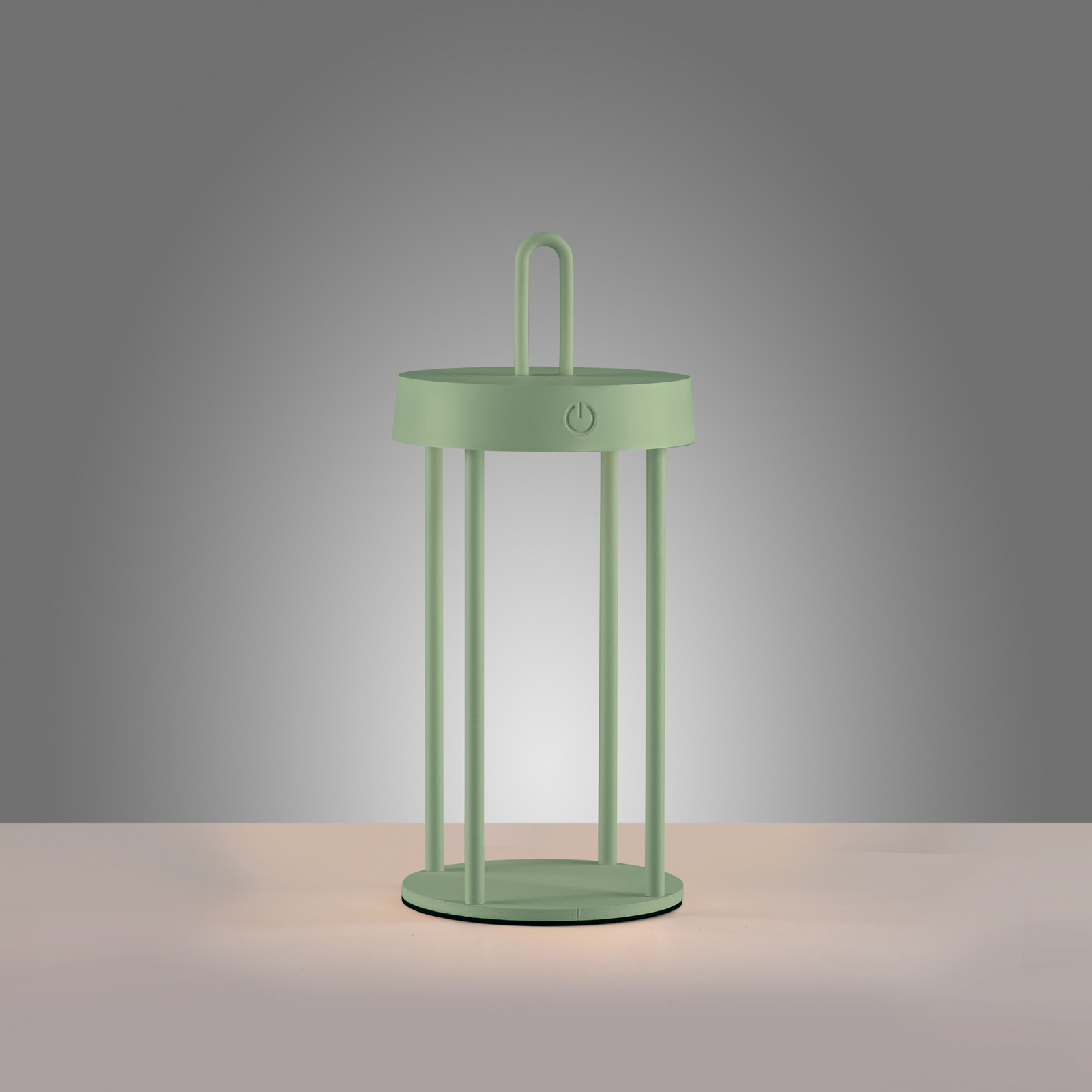 JUST LIGHT. Anselm LED-es, újratölthető asztali lámpa, zöld, 28 cm, vas