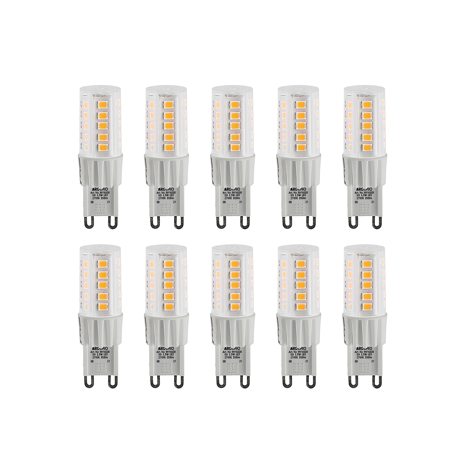 Arcchio 2-kantainen LED-lamppu G9 3,5W 827 10 kpl