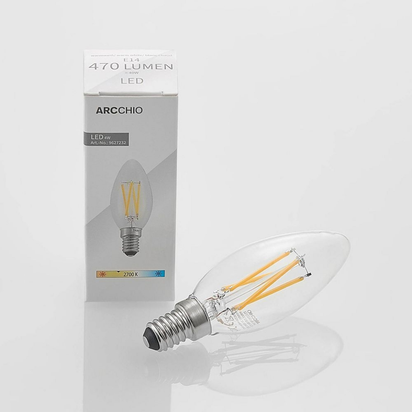 Ljuskälla LED 4W (470lm) 2700K Filament Dimbar Kerte E14 - Arcchio