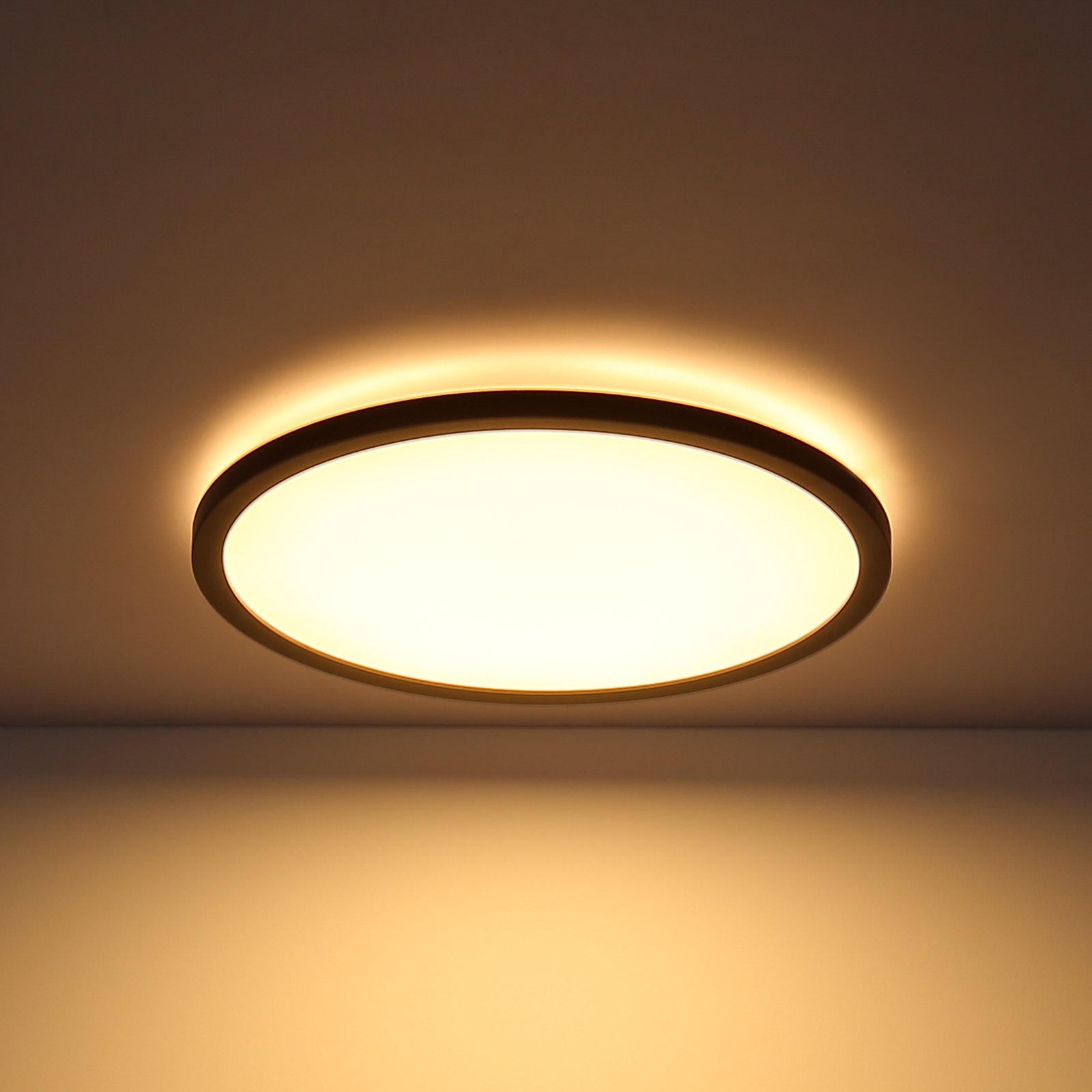 LED-Deckenleuchte Sapana, schwarz, rund, dimmbar