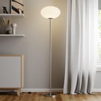 Lindby Stehlampe Sonika, 175 cm, nickelfarben, Glas, E27