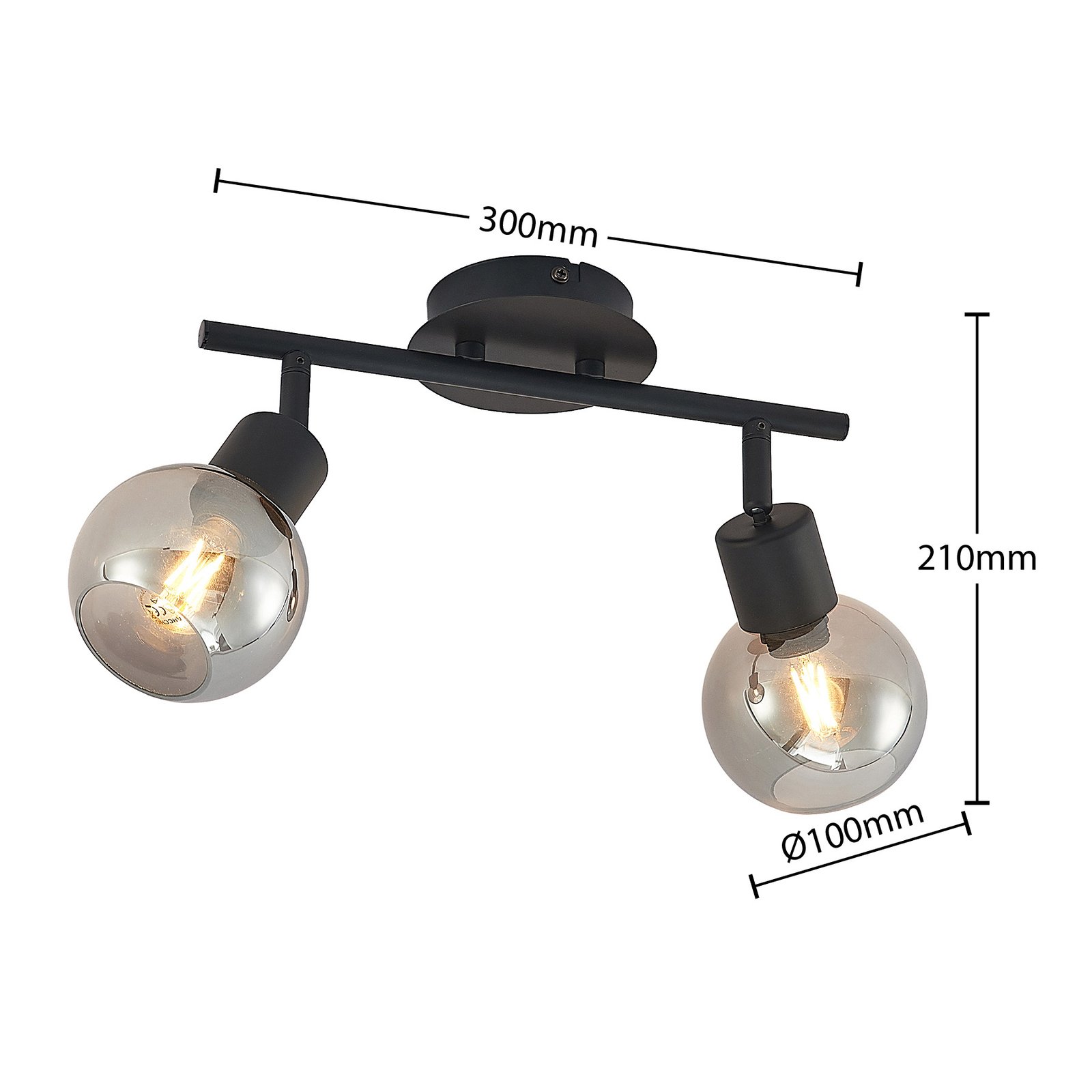 Eridia 2 Deckenleuchte Black - Lindby