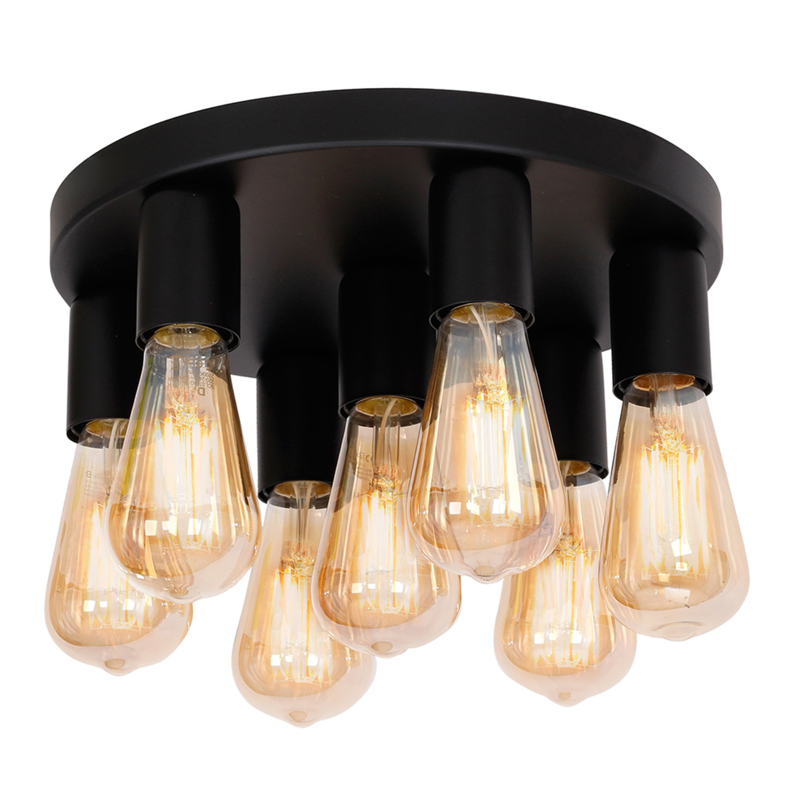 Filo ceiling light 7-bulb round black