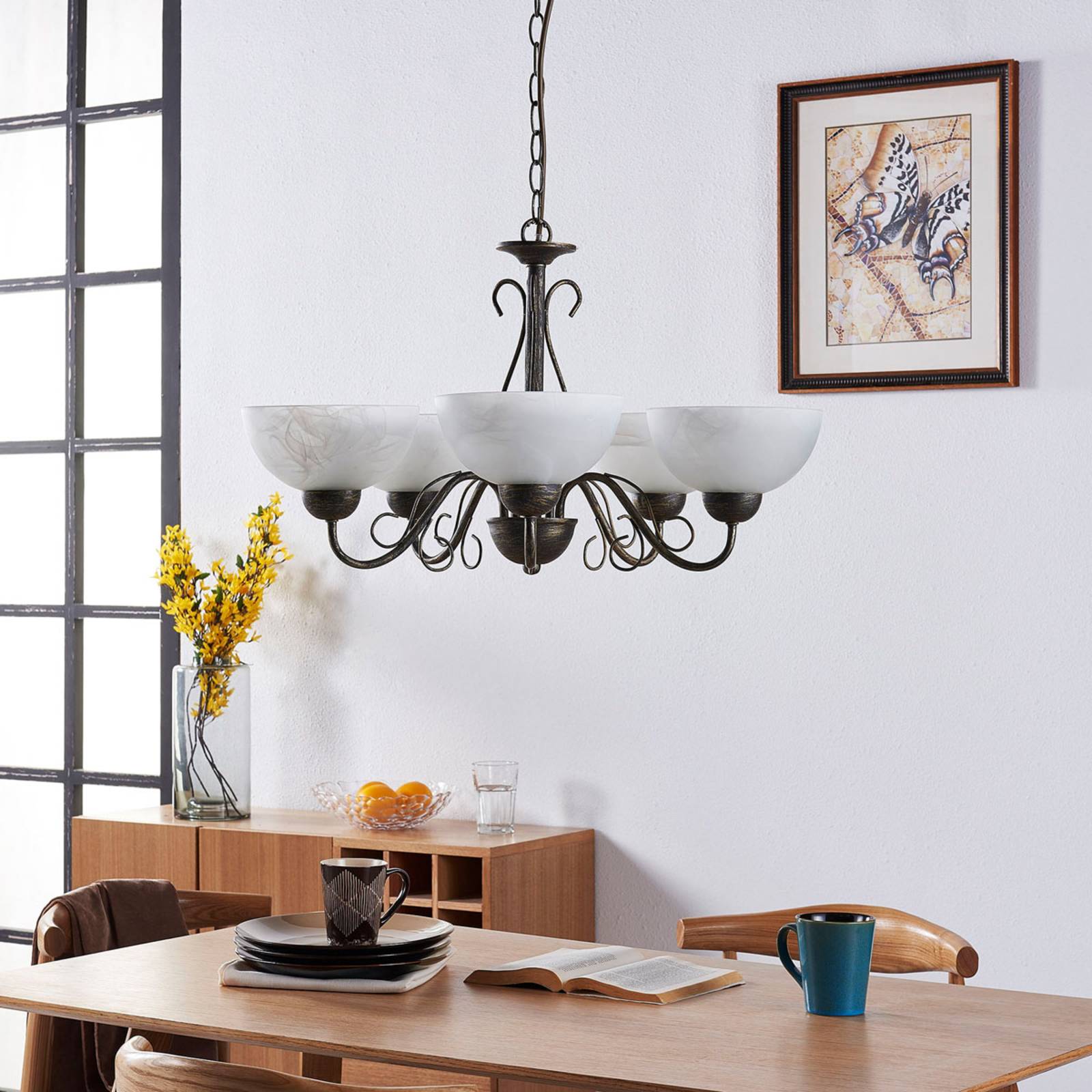 Image of Lindby Mohija - lampada a sospensione per tavolo a 5 luci