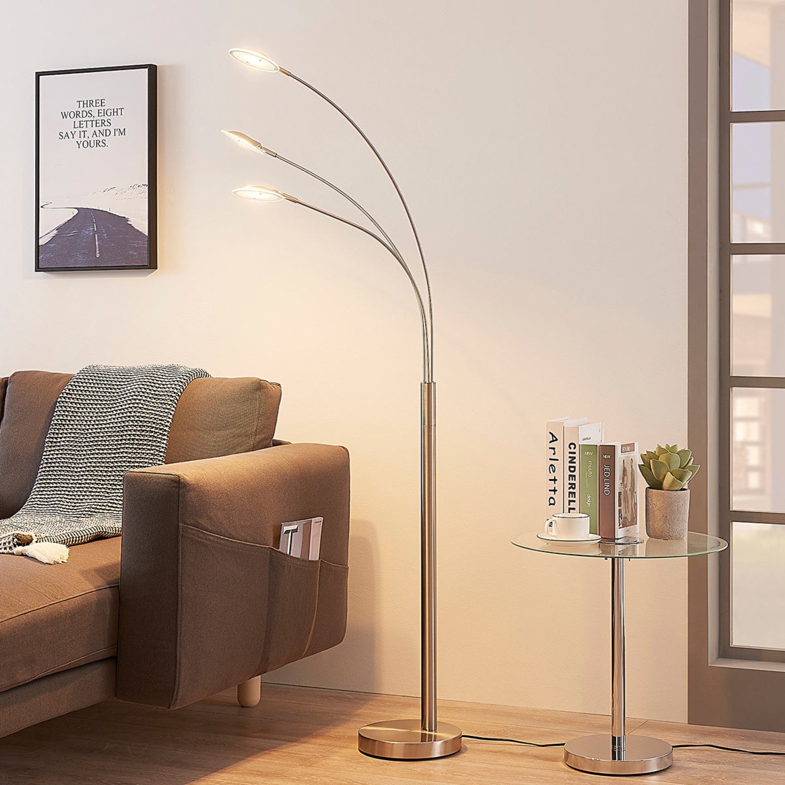 Anea 3 Lampadaire Nickel/White - Lindby