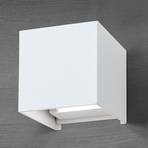 LED-Außenwandleuchte Cube, weiß, Metall, 10 cm, up/down