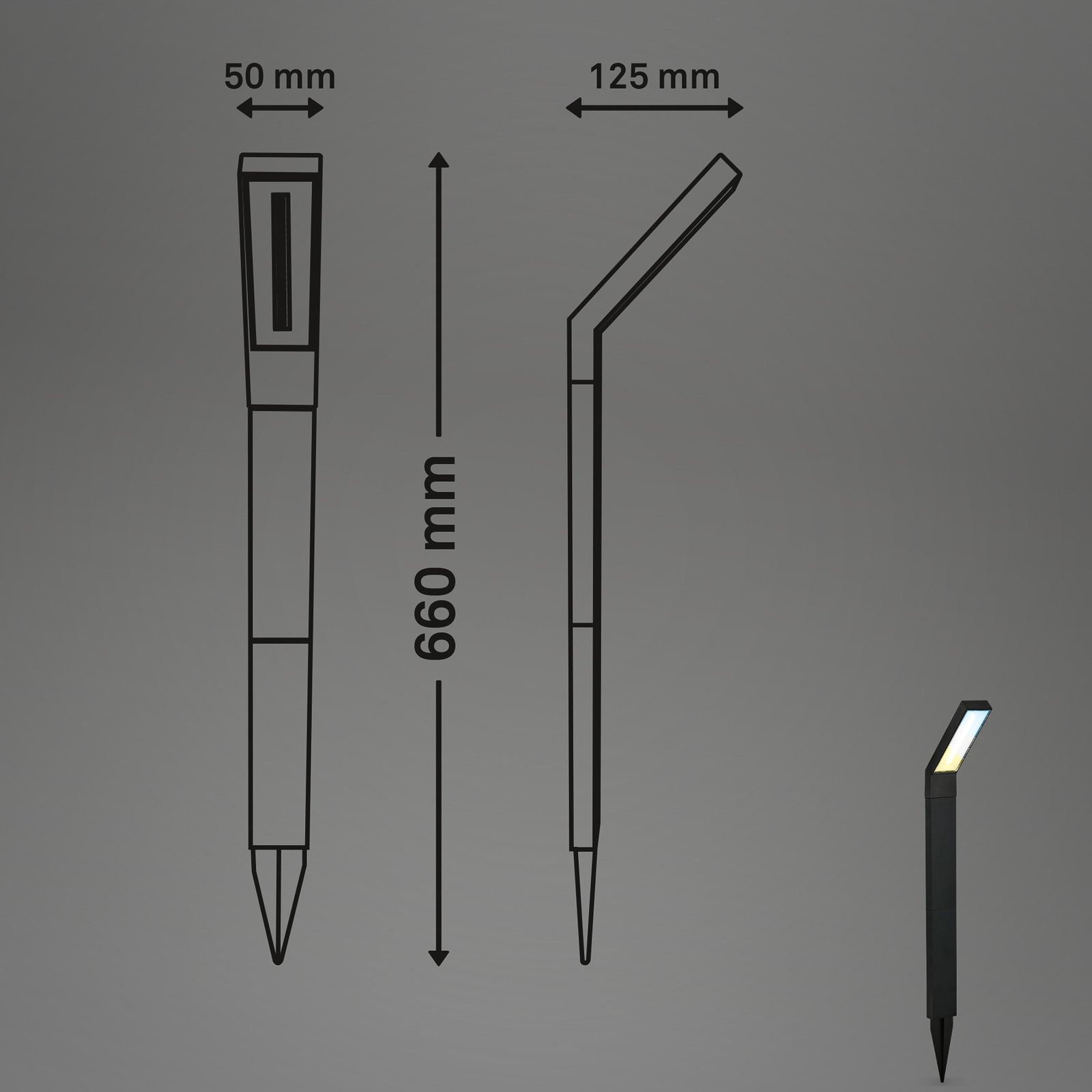 LED solární zemní světlo 3796015, černá, plast, CCT