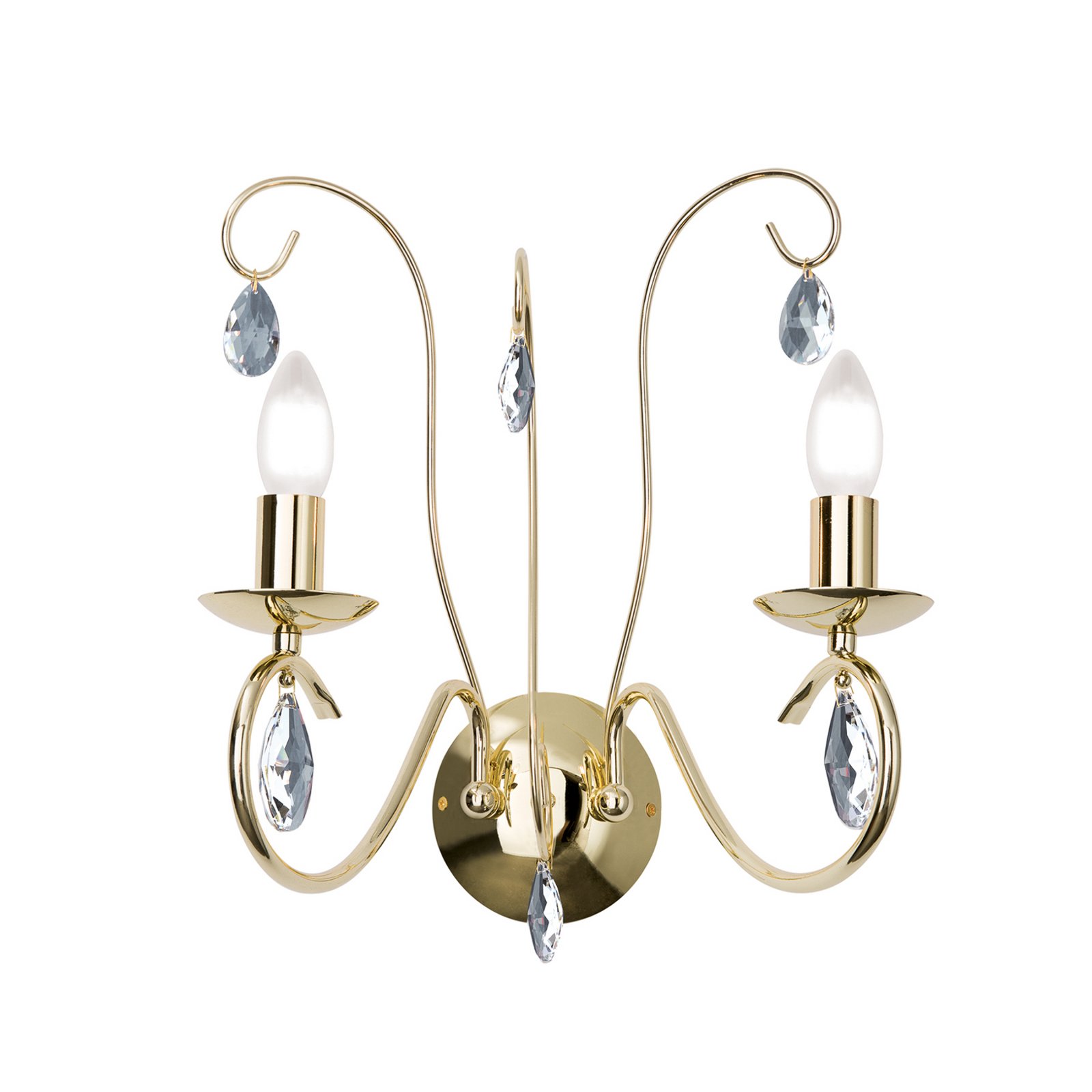 Wall light Alessia 2-bulb crystal glass gold