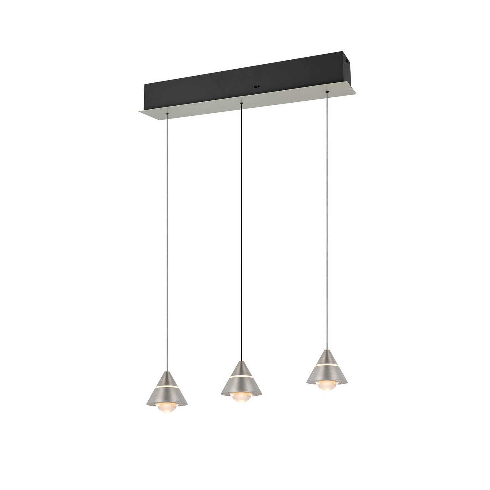 LED-Pendellampe Romeo Länge 55 cm nickelfarben Metall 3-flg.