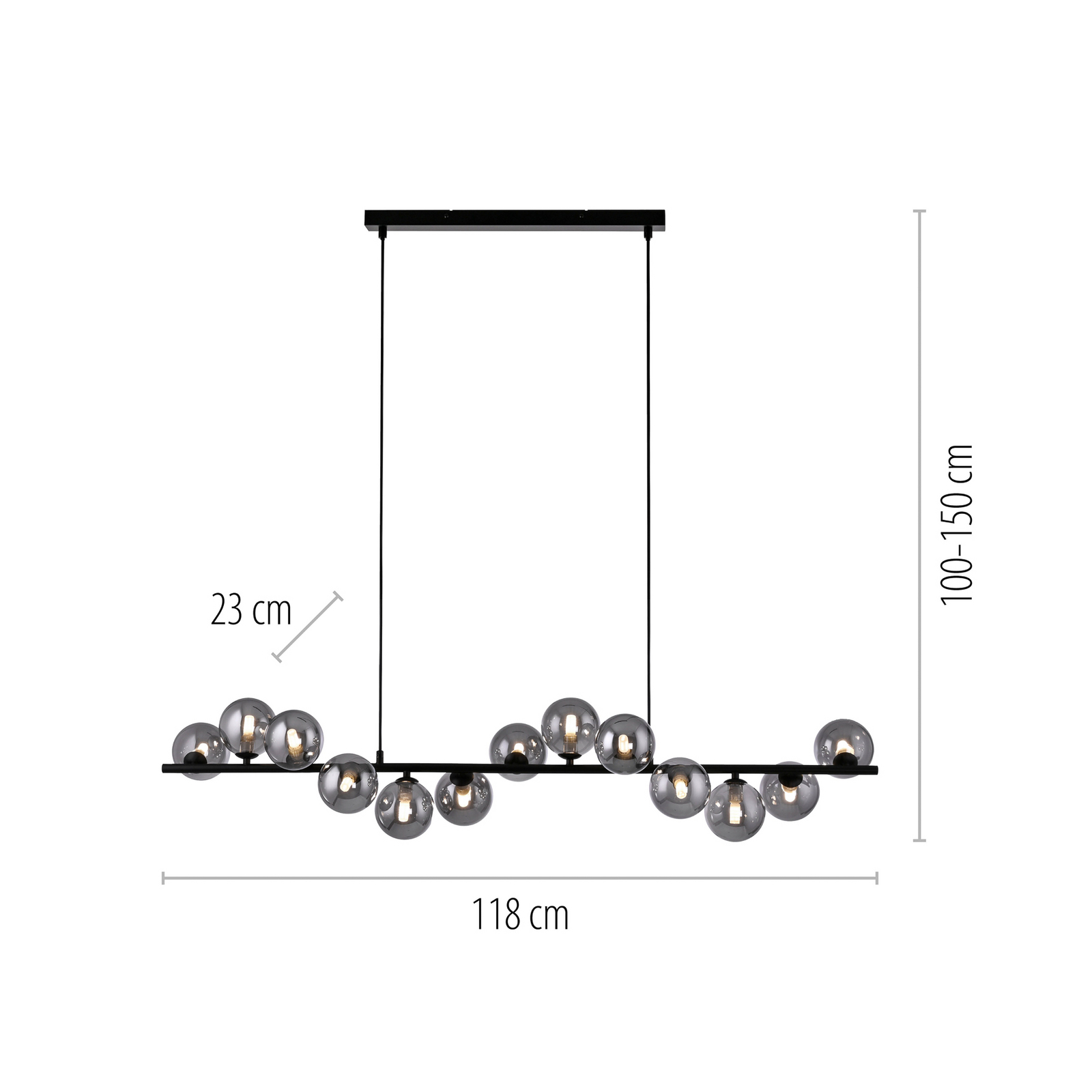 Schöner Wohnen viseča svetilka Dubai, dimno steklo, 13-žarnicna, G9 Schöner Wohnen viseča svetilka Dubai, dimno steklo, 13-žarnicna, G9