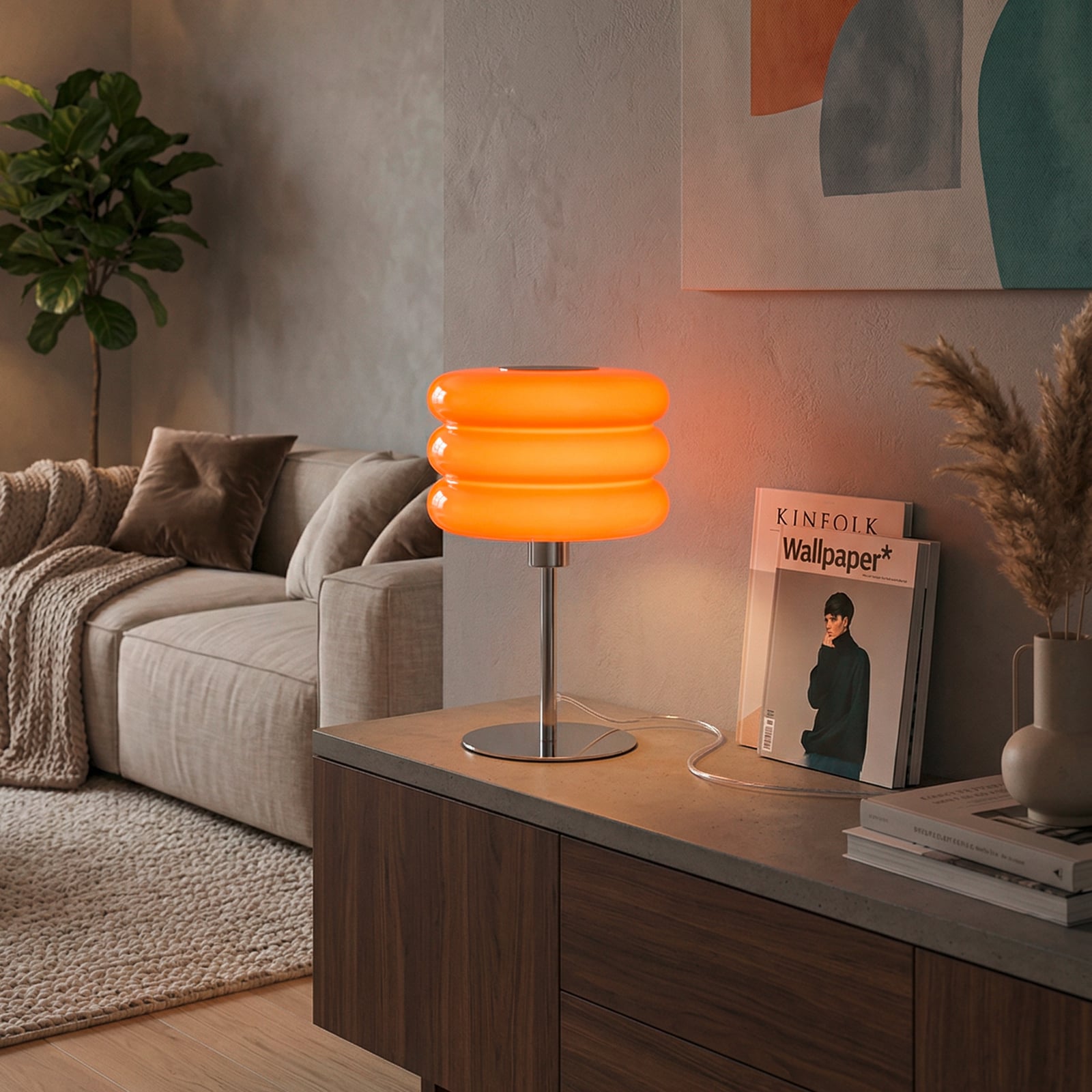 Stolová lampa Tortora, oranžová, sklo, kov, výška 30 cm, E14 Stolová lampa Tortora, oranžová, sklo, kov, výška 30 cm, E14