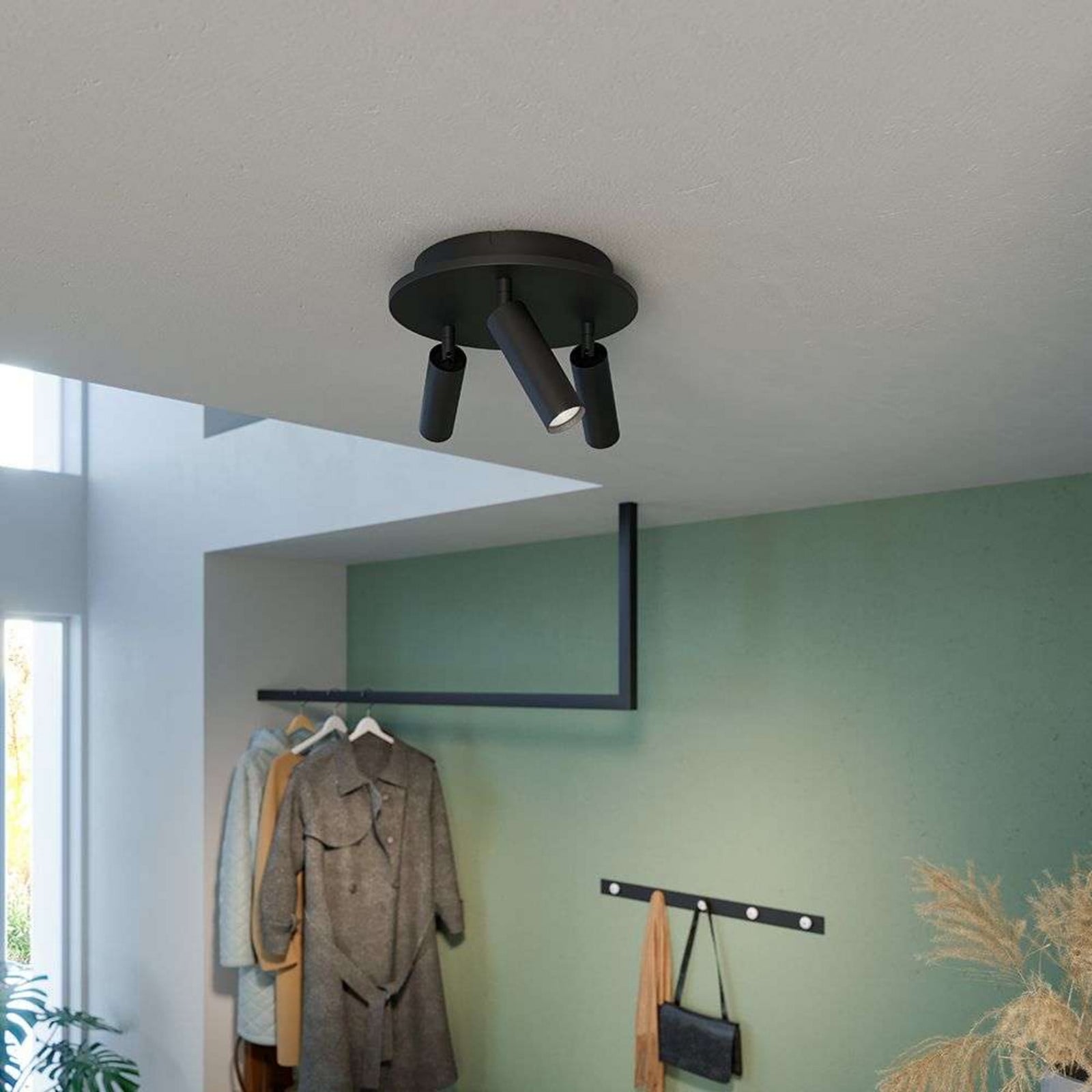 Pipeline 3 Plafond Round Matt Black Herstal - Vardagsrum - Metall