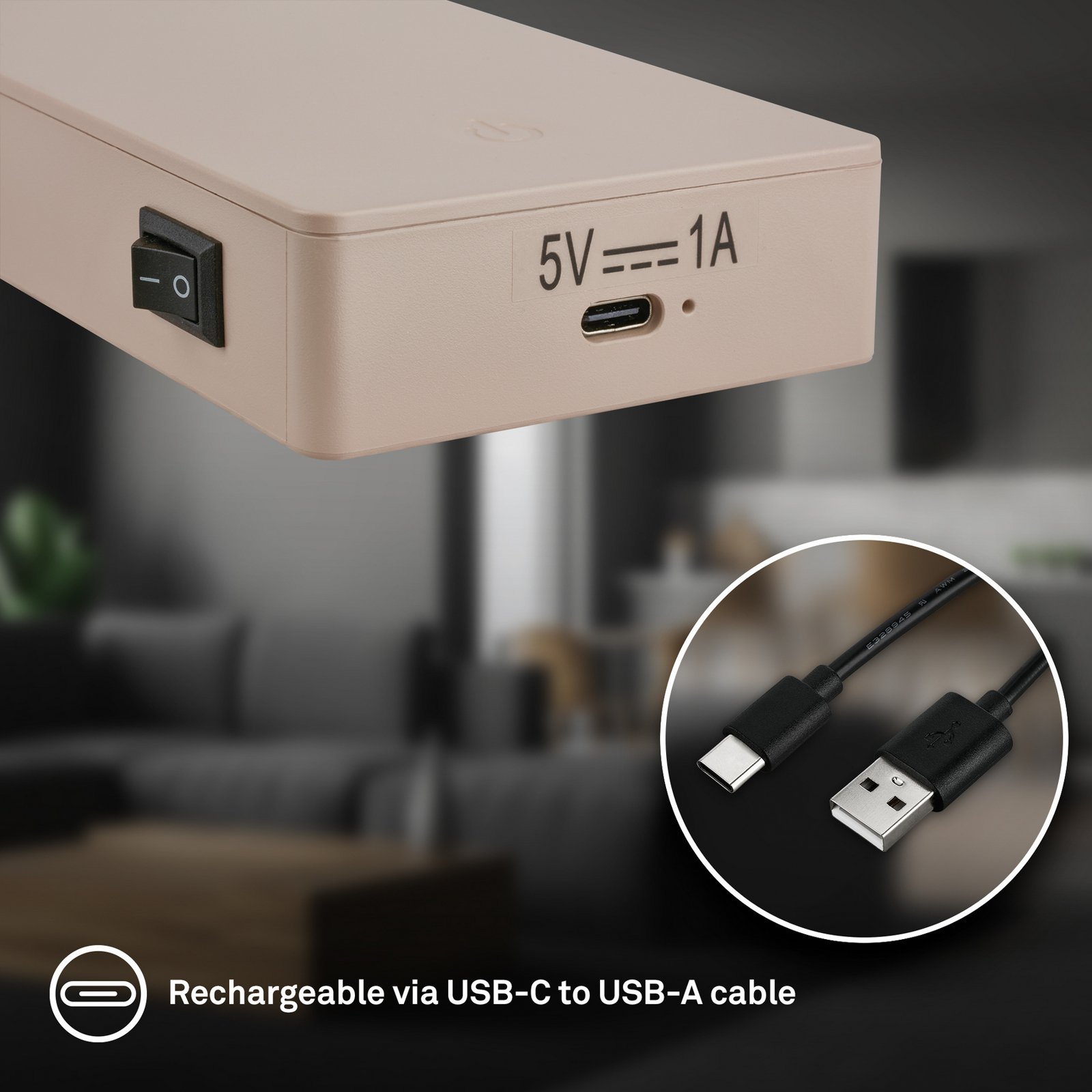 LED-läslampa med batteri Brilo unplugged Smooth, beige, med dimmer LED-läslampa med batteri Brilo unplugged Smooth, beige, med dimmer