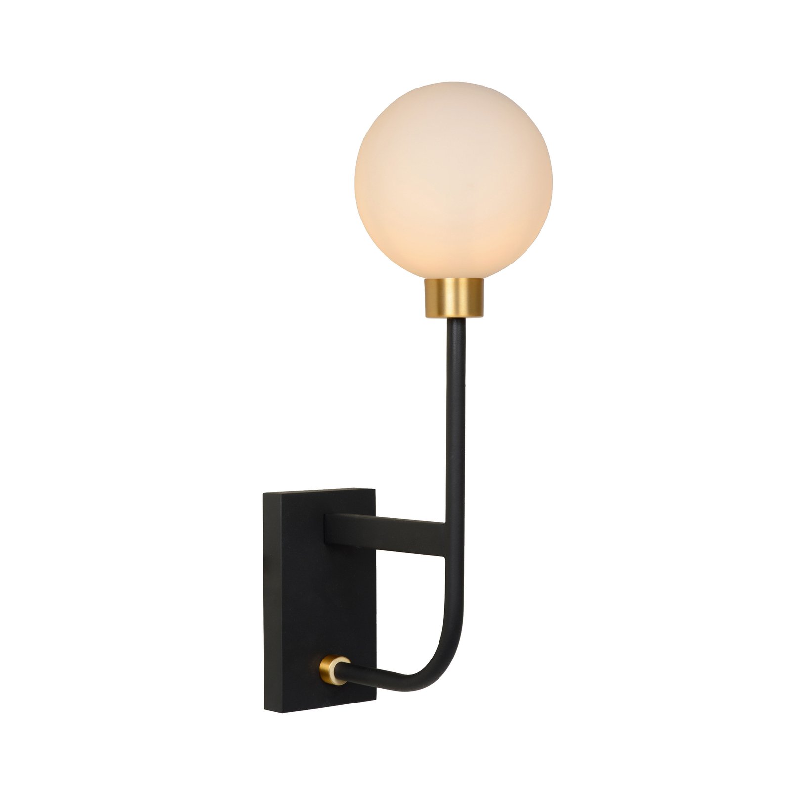 Berend wall light, glass, black/gold, 1-bulb