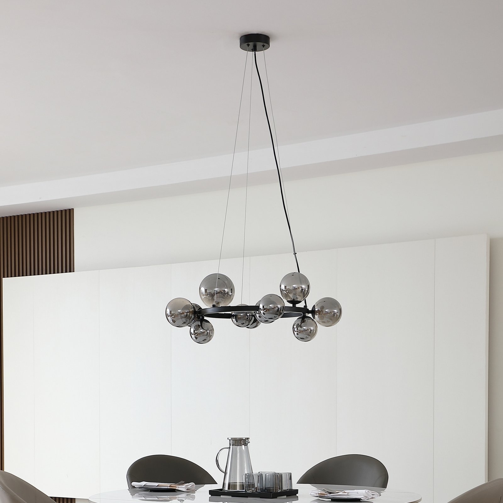 Naelen Round Suspension Black/Smoke - Lucande