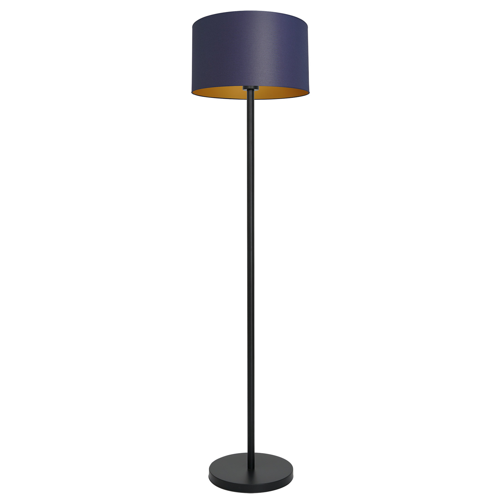 Lampadaire Soho, cylindrique, droit, bleu/doré