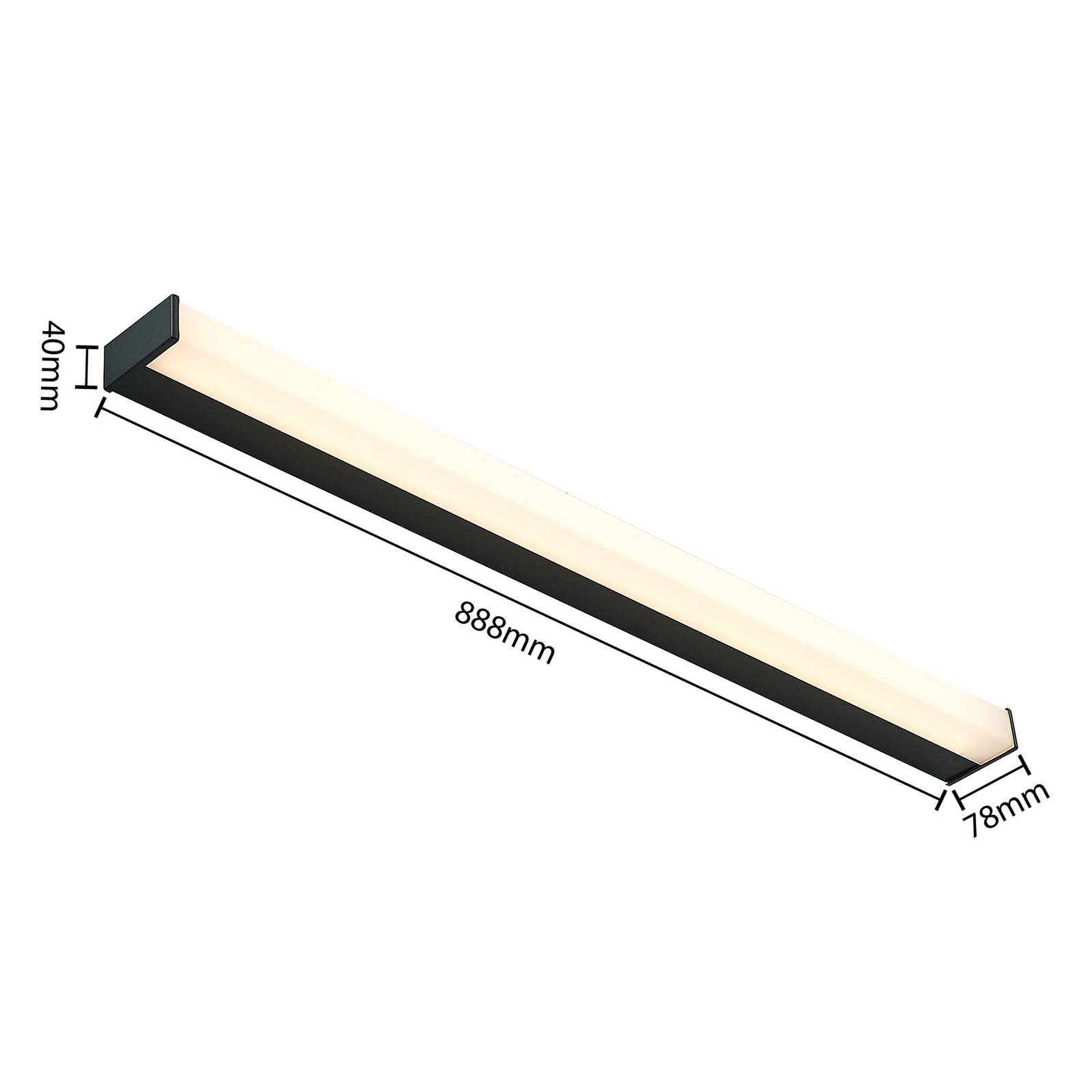 Kinkiet LED do łazienki Ulisan, 89 cm, czarny, kątowy
