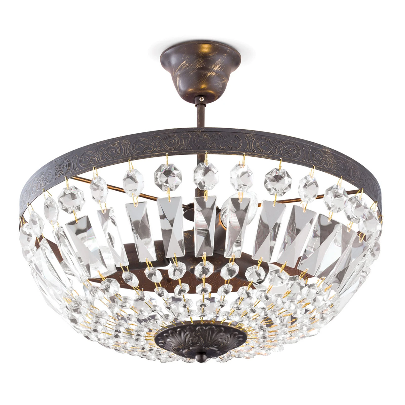 Plafonnier Arila, chaînes en cristal, Ø 40 cm