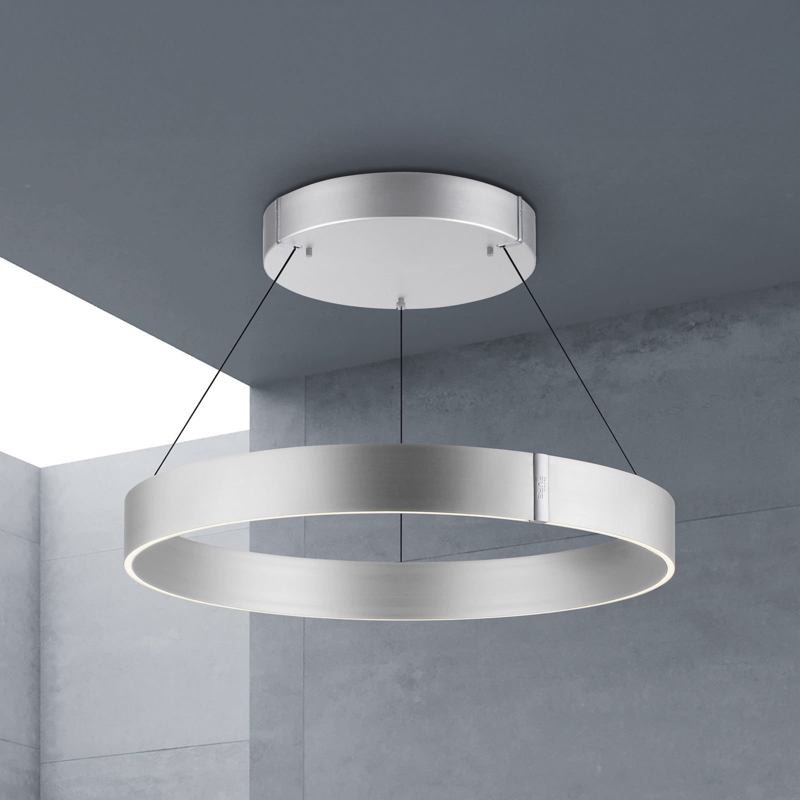 E-Clipse LED-hänglampa, stone, Ø70 cm, metall, CCT – PURE E-Clipse LED-hänglampa, stone, Ø70 cm, metall, CCT – PURE