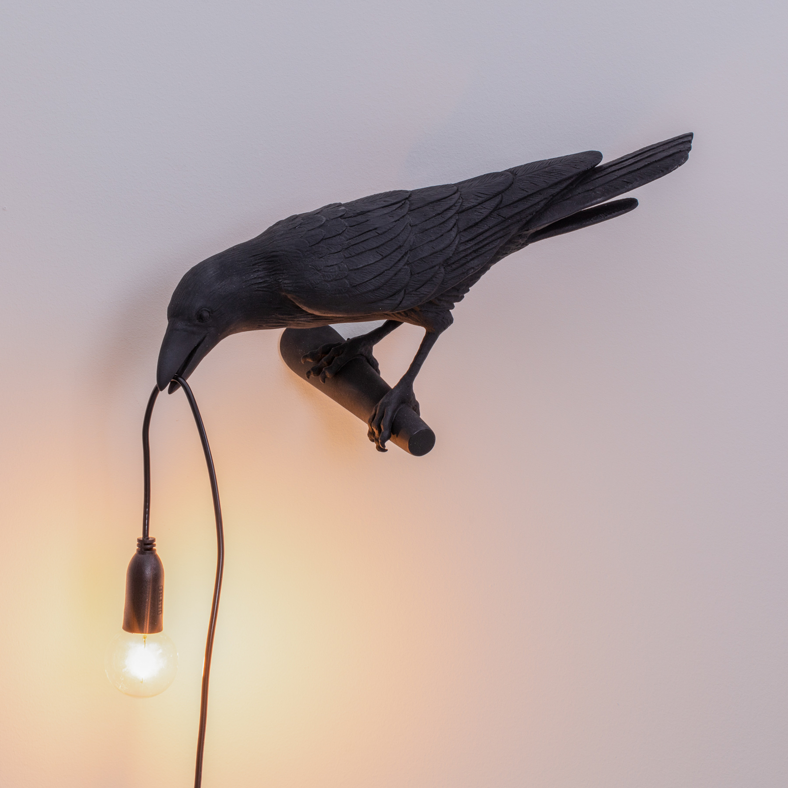 SELETTI Bird Lamp LED dekorativna zidna svjetiljka, lijevo crna