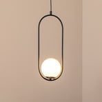 Mudoni pendant light, black/white, glass, metal, E27