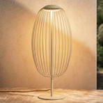 Lámpara de pie LED exterior Lucande Richi, color beige, altura 90 cm, IP44