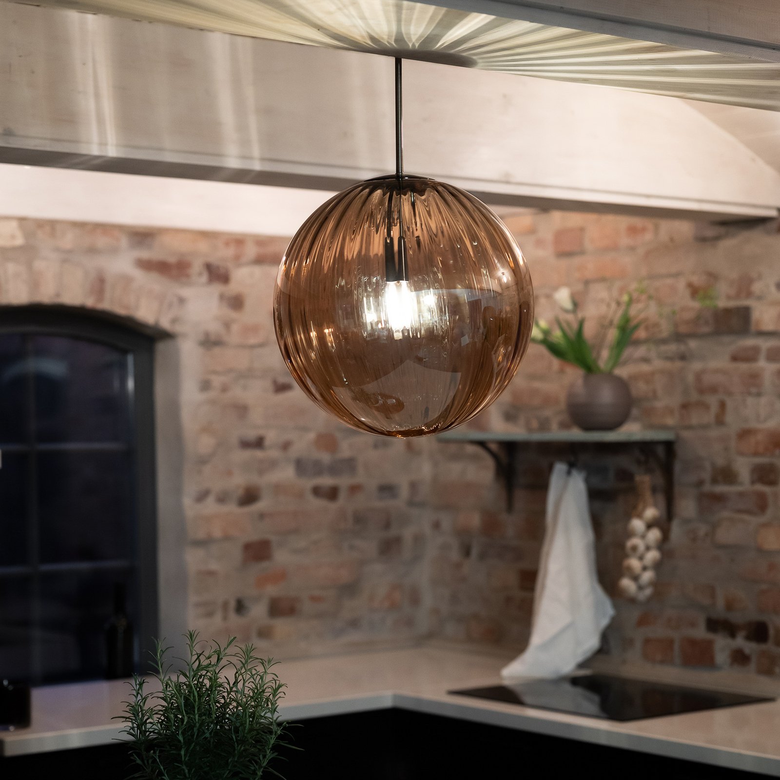 Fengari 1 Hanglamp Antique Brass/Amber - Markslöjd