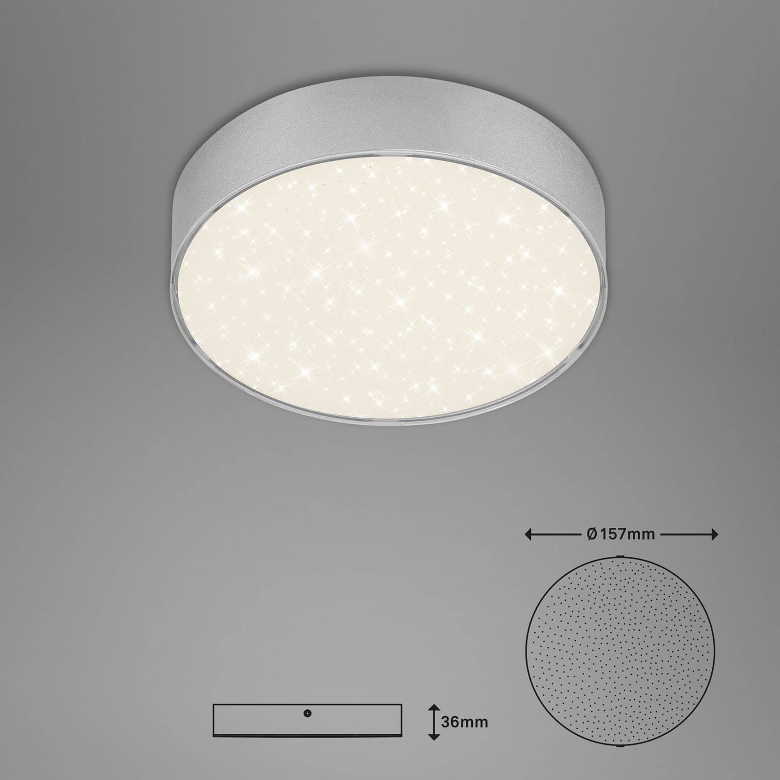 Lampa sufitowa LED Flame Star, Ø 15,7 cm, srebrna